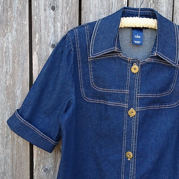 Dark Denim Short-sleeved Stretch Jacket Topper - Picture 2 of 9